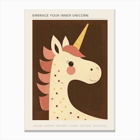 Muted Pastel Unicorn Portrait Kids Storybook 3 Poster Canvas Print