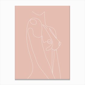 Female Chest Line Pink Canvas Print