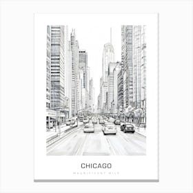 Magnificent Mile 2, Chicago B&W Poster Canvas Print