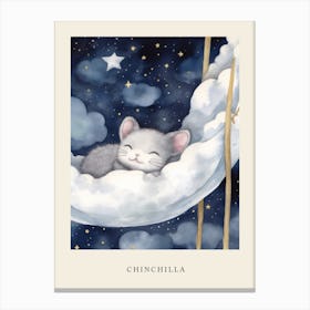 Baby Chinchilla 2 Sleeping In The Clouds Nursery Poster Canvas Print