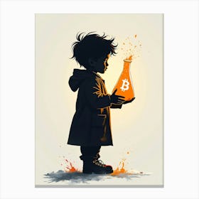 Bitcoin Child Holding Test tube 1 Canvas Print