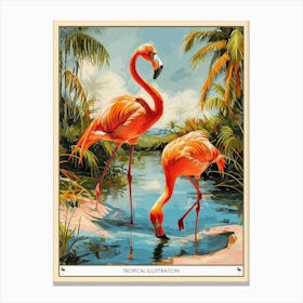 Greater Flamingo Tropical Illustration 1 Poster Canvas Print