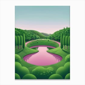 Pink Pond In The Forest Canvas Print