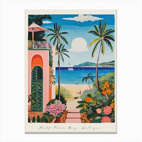 Poster Of Half Moon Bay, Antigua, Matisse And Rousseau Style 4 Canvas Print