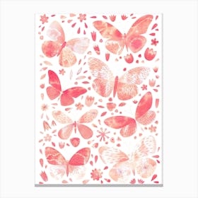 Butterfly Watercolor Peach Coral Blush Pink Canvas Print