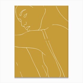 Woman Outline Mustard Canvas Print