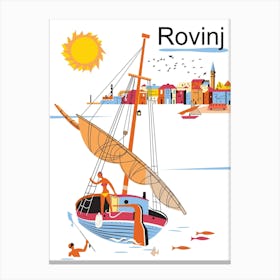 Rovinj, Croatia, Fishing and Sailing on Adriatic Sea Canvas Print