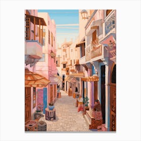 Tangier Morocco 1 Vintage Pink Travel Illustration Canvas Print