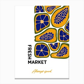 Orange and Papaya Fruit Poster, Fresh Market Wall Art, Exotic Tropical Decor, Housewarming Gift, Farm Fresh Art Canvas Print