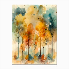 Watercolor Autumn Trees Canvas Print