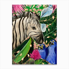 Zebra In The Jungle Canvas Print