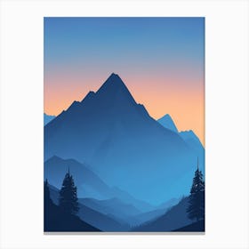 Misty Mountains Vertical Composition In Blue Tone 3 Canvas Print