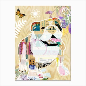 Happy Bulldog Collage Canvas Print