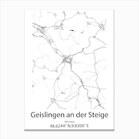 Geislingen An Der Steige,Germany Minimalist Map Canvas Print