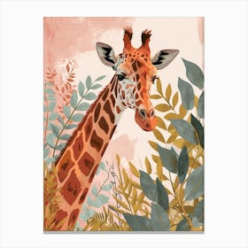 Portrait Of Giraffe Face Colourful Portrait 2 Canvas Print