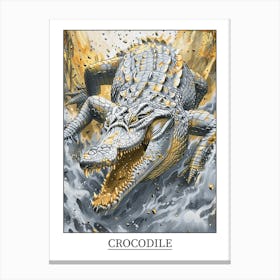 Crocodile Precisionist Illustration 3 Poster Canvas Print