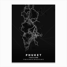 Phuket Thailand Black Map Canvas Print