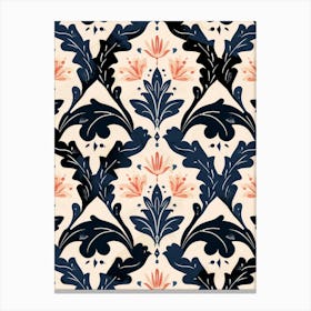 Blue And Pink Floral Pattern Canvas Print