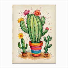 Cactus In Pot Canvas Print