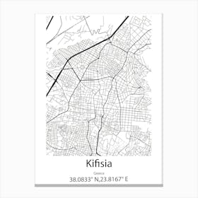 Kifisia,Greece Minimalist Map Canvas Print