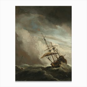 Ship In A Storm Canvas Print