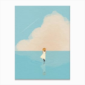 Minimal art View of girl Above the beautiful blue ocean Canvas Print
