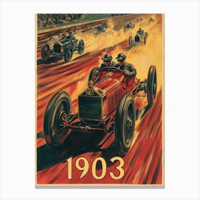 Aihrgdesign A Vintage Travel Poster Of An Early 1903 Automobi 7db021d2 F00b 402f Af4b A2b3c2536a0d 0 Canvas Print