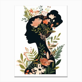 Silhouette Of A Woman With Flowers 9 Canvas Print