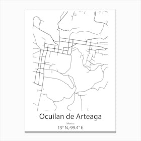 Ocuilan De Arteaga,Mexico Minimalist Map Stampe su tela