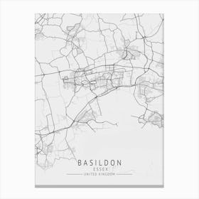 Basildon City Map Canvas Print