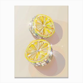 Lemons Glitter Style Poster Glam Kitchen Disco Canvas Print