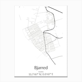 Bjarred,Sweden Minimalist Map Canvas Print