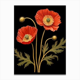 Iceland Poppy 2 William Morris Style Winter Florals Canvas Print