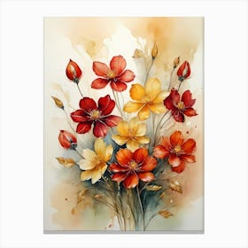 A Bunch Of Blooming Flowers Painting (17) Canvas Print