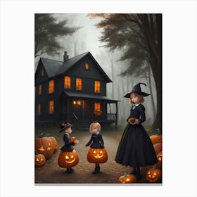 Halloween House In The Wood 3 Canvas Print