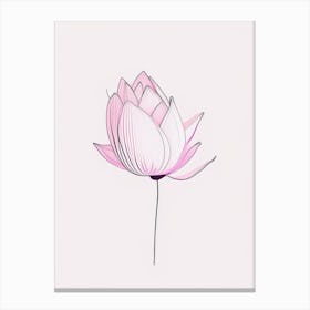 Pink Lotus Minimal Line Drawing 1 Canvas Print