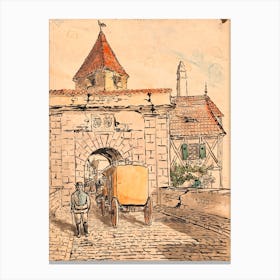 City Gate With Carriage (Student Work), Egon Schiele Canvas Print