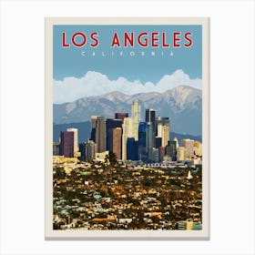 Los Angeles California Travel Poster Canvas Print