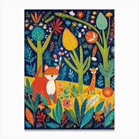 Cat In The Forest Style Henri Matisse Canvas Print