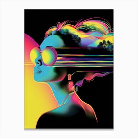 Portrait of a woman, Trippy, artwork print, "Faster Than Time" Canvas Print