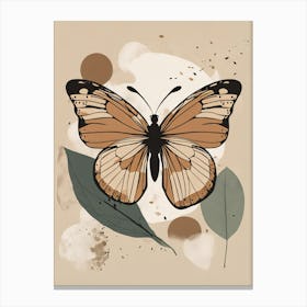 Boho Minimalist Butterfly with Leaves v10 Canvas Print