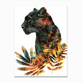 Double Exposure Realistic Black Panther With Jungle 5 Canvas Print