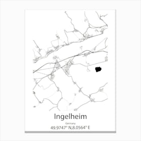 Ingelheim,Germany Minimalist Map Canvas Print