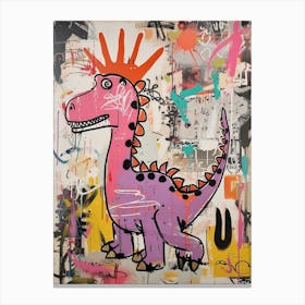 Abstract Dinosaur Pink Lilac Graffiti Brushstroke Canvas Print