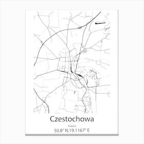 Czestochowa,Poland Minimalist Map Canvas Print