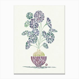 Watercolor Stephania Erecta leaves [white-blue] Canvas Print