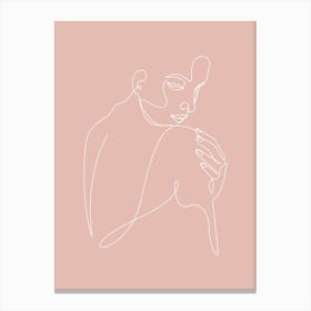 Sleep Woman Line Pink Canvas Print