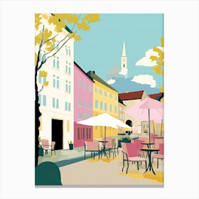 Linkoping, Sweden, Flat Pastels Tones Illustration 3 Canvas Print