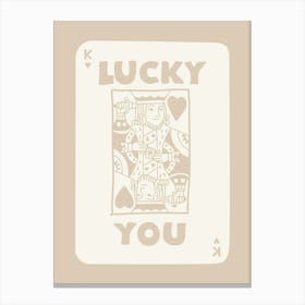 Lucky You King Playing Card Beige Canvas Print