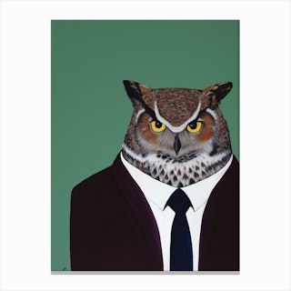 Owl In Suit Canvas Print